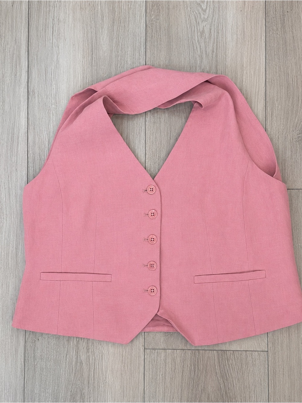 Express Vest Extra Large Pink Halter Button Front Tailored Top - Picture 2 of 5